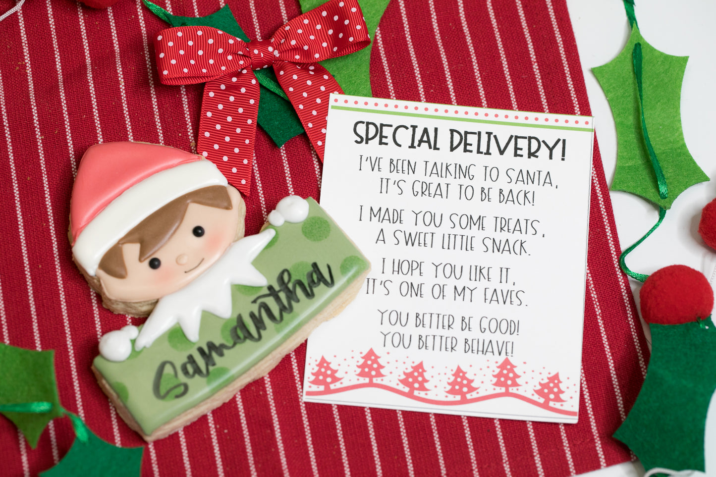 Personalized Elf Cookie and Card